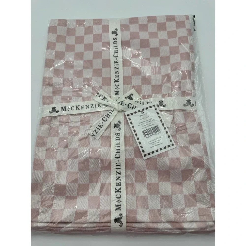 MacKenzie-Childs Pink Check Cotton Placemats – Set of 4 – NEW 13